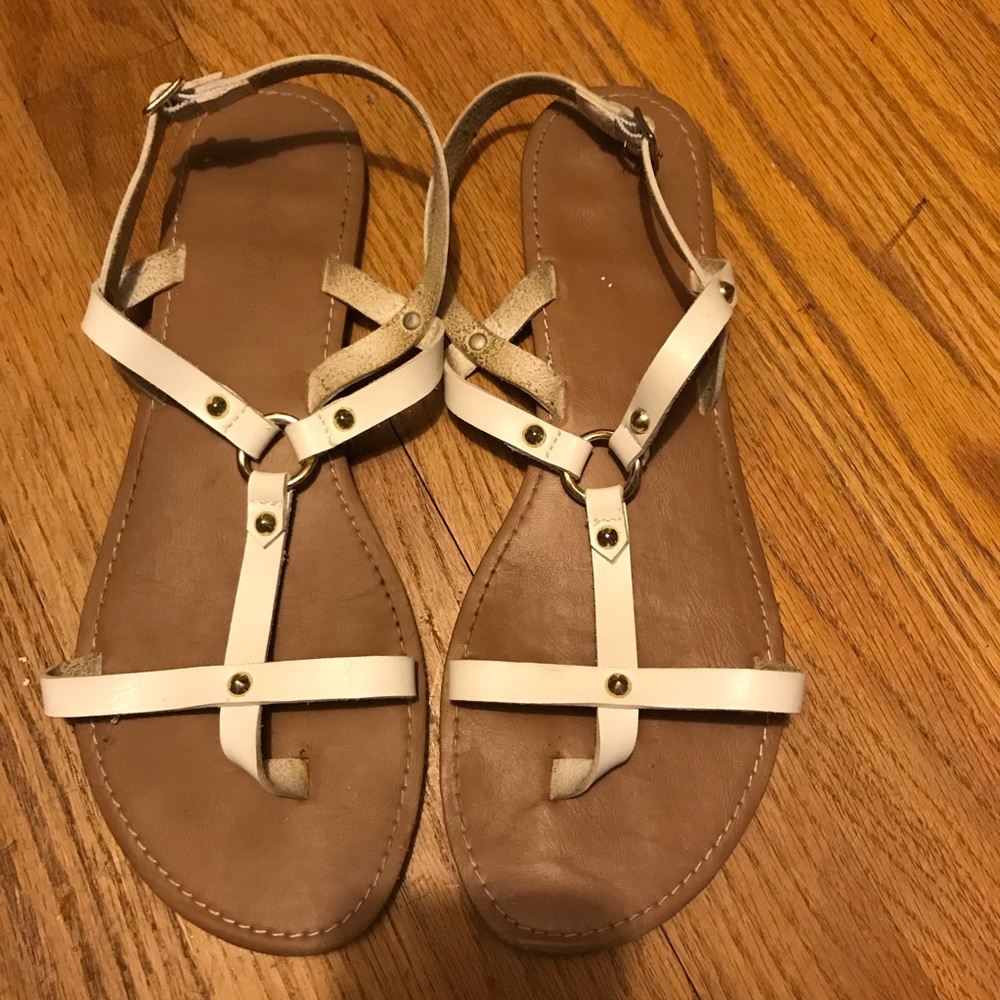 White and gold strappy sandals